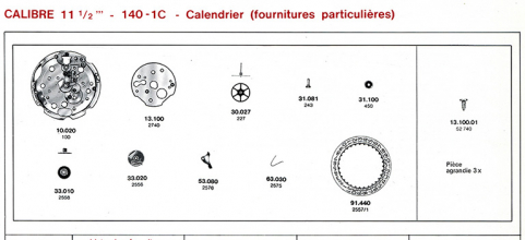 Calibre 11 1/2''' - 140-1C - Calendrier (fournitures particulières), 1973. © Région Bourgogne-Franche-Comté, Inventaire du patrimoine