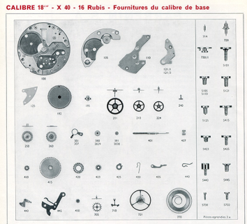 Calibre 18''' - X 40 - 16 Rubis - Fournitures du calibre de base [Parrenin HP X 40], 1973. © Région Bourgogne-Franche-Comté, Inventaire du patrimoine