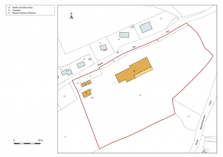 Plan-masse et de situation du site de 1985 (route des Fins). © Région Bourgogne-Franche-Comté, Inventaire du patrimoine