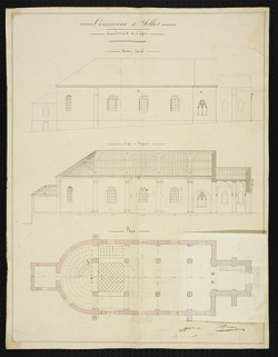 Plan de l'agrandissement de l'église (1827). © Région Bourgogne-Franche-Comté, Inventaire du patrimoine