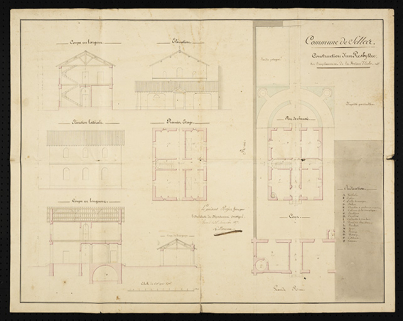Projet d'aménagement du presbytère de la commune (non réalisé) par Moreau (1827). © Archives départementales de la Haute-Saône Projet d'aménagement du presbytère de la commune (non réalisé) par Moreau (1827). © Archives départementales de la Haute-Saône