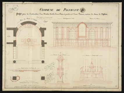 Projet de construction d'un maître-autel pour l'église Notre-Dame (1862) © Région Bourgogne-Franche-Comté, Inventaire du patrimoine