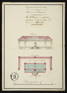 Projet de construction d'une fontaine à l'ancienne place publique. © Région Bourgogne-Franche-Comté, Inventaire du patrimoine