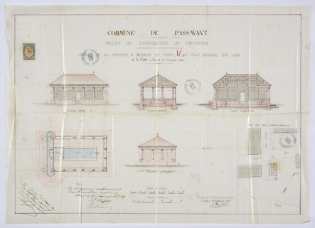 Projet de construction de la fontaine, rue Saint-Antoine. © Région Bourgogne-Franche-Comté, Inventaire du patrimoine