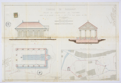 Projet de transfert et de construction de la fontaine, rue Traversière. © Région Bourgogne-Franche-Comté, Inventaire du patrimoine
