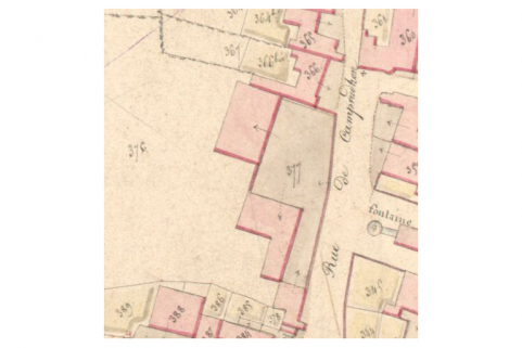 La mairie-école sur le cadastre de 1823. © Archives départementales de la Haute-Saône