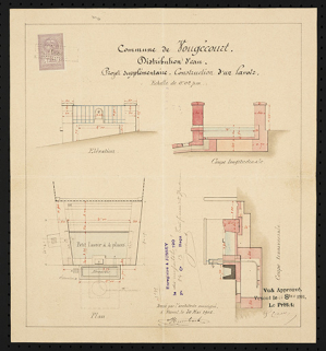 Distribution en eau, construction d'un lavoir. [plan] 1901 © Région Bourgogne-Franche-Comté, Inventaire du patrimoine
