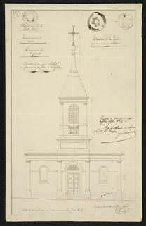 Construction du clocher. [Elévation de la façade] 1841 © Région Bourgogne-Franche-Comté, Inventaire du patrimoine