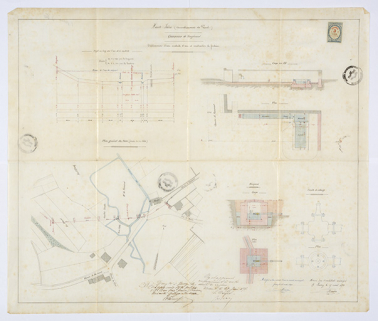 Etablissement d'une conduite d'eau et construction de fontaines, plan général des lieux. [plan, coupes, élévations] 1878 © Région Bourgogne-Franche-Comté, Inventaire du patrimoine