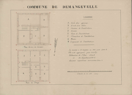 Plans de l'école : plans du rez-de-chaussée, plan de l'étage. © Région Bourgogne-Franche-Comté, Inventaire du patrimoine Plans de l'école : plans du rez-de-chaussée, plan de l'étage. © Région Bourgogne-Franche-Comté, Inventaire du patrimoine