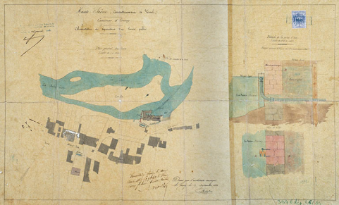 Projet d'alimentation du lavoir public le long de la Saône (1866). © Région Bourgogne-Franche-Comté, Inventaire du patrimoine Projet d'alimentation du lavoir public le long de la Saône (1866). © Région Bourgogne-Franche-Comté, Inventaire du patrimoine