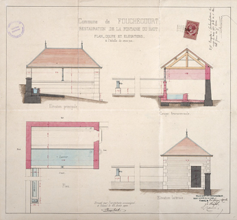 Restauration de la fontaine du "haut" (1901). © Région Bourgogne-Franche-Comté, Inventaire du patrimoine