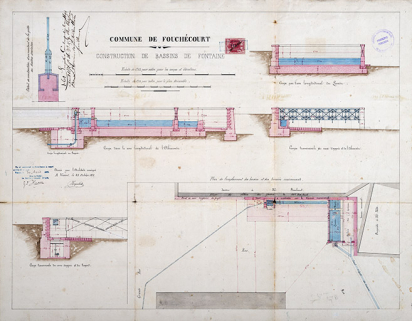 Projet de construction de bassins (1871). © Région Bourgogne-Franche-Comté, Inventaire du patrimoine