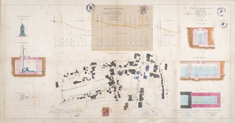 Projet de construction de bornes-fontaines (1891). © Région Bourgogne-Franche-Comté, Inventaire du patrimoine Projet de construction de bornes-fontaines (1891). © Région Bourgogne-Franche-Comté, Inventaire du patrimoine