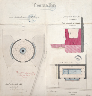 Plans proposés pour l'édification d'une fontaine au centre du village et d'un abreuvoir, Grande rue (1886). © Région Bourgogne-Franche-Comté, Inventaire du patrimoine Plans proposés pour l'édification d'une fontaine au centre du village et d'un abreuvoir, Grande rue (1886). © Région Bourgogne-Franche-Comté, Inventaire du patrimoine