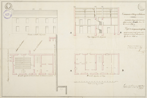 Projet d'aménagement de l'école par l'architecte Renahy (1843). © Région Bourgogne-Franche-Comté, Inventaire du patrimoine Projet d'aménagement de l'école par l'architecte Renahy (1843). © Région Bourgogne-Franche-Comté, Inventaire du patrimoine