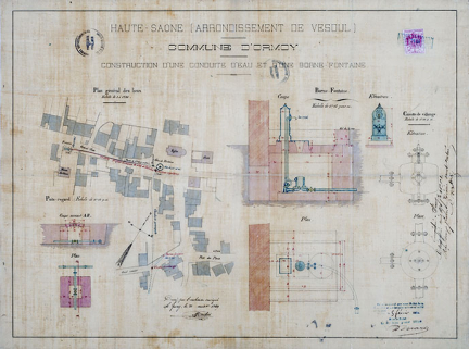 Construction d'une borne-fontaine et d'une conduite d'eau (1869). © Région Bourgogne-Franche-Comté, Inventaire du patrimoine Construction d'une borne-fontaine et d'une conduite d'eau (1869). © Région Bourgogne-Franche-Comté, Inventaire du patrimoine