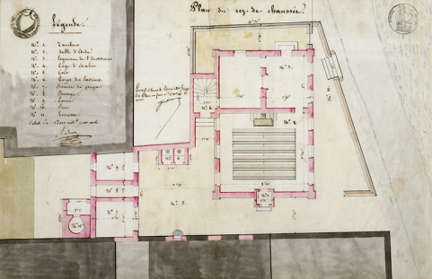 Plan du rez-de-chaussée, 1840. © Région Bourgogne-Franche-Comté, Inventaire du patrimoine