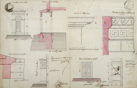 [Détails d'élévation, coupes et profils], 1840. © Région Bourgogne-Franche-Comté, Inventaire du patrimoine