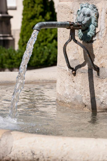 Détail du robinet au décor de gueule de lion. © Région Bourgogne-Franche-Comté, Inventaire du patrimoine