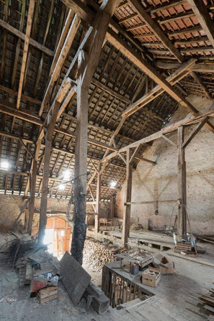 Charpente de la ferme, vue du grenier, 13 Grande rue. © Région Bourgogne-Franche-Comté, Inventaire du patrimoine