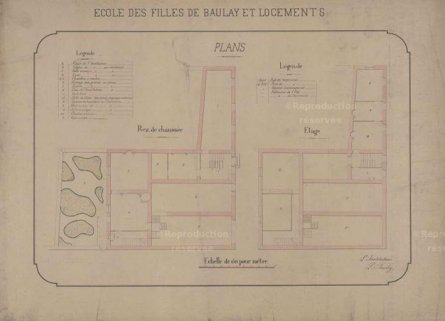 Plans de l'école des filles et logements des instituteurs © Région Bourgogne-Franche-Comté, Inventaire du patrimoine