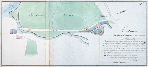 Plan annexé à une demande de construction d'aqueduc au niveau du moulin de Chemilly, en 1854. © Région Bourgogne-Franche-Comté, Inventaire du patrimoine Plan annexé à une demande de construction d'aqueduc au niveau du moulin de Chemilly, en 1854. © Région Bourgogne-Franche-Comté, Inventaire du patrimoine