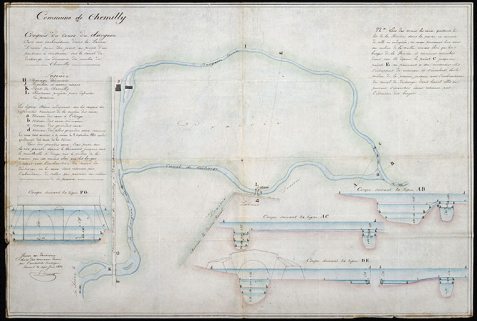 Croquis du cours du Durgeon et plan du pont, 1832 © Région Bourgogne-Franche-Comté, Inventaire du patrimoine Croquis du cours du Durgeon et plan du pont, 1832 © Région Bourgogne-Franche-Comté, Inventaire du patrimoine