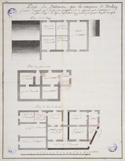 Plans en coupe du bâtiment du presbytère acquis par la commune pour y loger l'instituteur, 1811 © Région Bourgogne-Franche-Comté, Inventaire du patrimoine