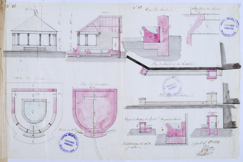 plans de la fontaine "du bas" © Région Bourgogne-Franche-Comté, Inventaire du patrimoine