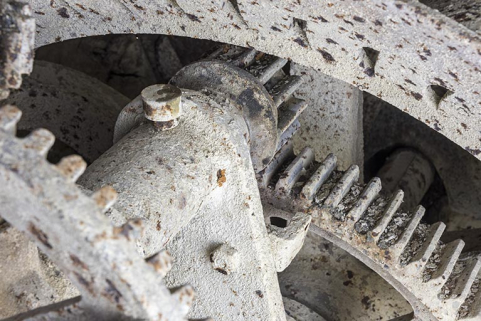 Usine : pignon entraînant le secteur commandant l'admission d'eau dans la turbine. © Région Bourgogne-Franche-Comté, Inventaire du patrimoine