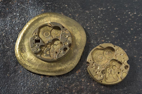 Ebauche obtenue par frappe à chaud (recto). Diamètre : 29,7 mm, épaisseur : 4,3 mm. © Région Bourgogne-Franche-Comté, Inventaire du patrimoine