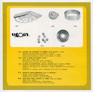 Calibres (aux diamants et pierres, aux bracelets), outil à tenir les perles et roulettes, s.d. [années 1960-1970]. © Région Bourgogne-Franche-Comté, Inventaire du patrimoine