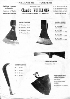 Taillanderie - tournerie Claude Vuillemin [production p. 1 : haches, pioches et serpe], 4e quart 20e siècle. © Région Bourgogne-Franche-Comté, Inventaire du patrimoine