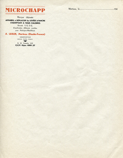 Papier à en-tête du Microchapp, décennie 1940. © Région Bourgogne-Franche-Comté, Inventaire du patrimoine