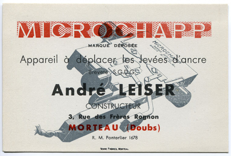 Carte publicitaire Microchapp, décennie 1940. © Région Bourgogne-Franche-Comté, Inventaire du patrimoine