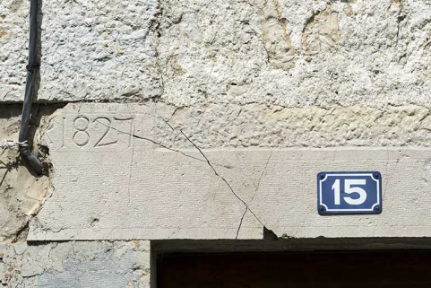Ancien moulin : date sur la façade antérieure. © Région Bourgogne-Franche-Comté, Inventaire du patrimoine