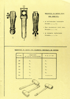 Exemples de manches fabriqués par M Coulot [catalogue de fournitures de la société Dell'Acqua Enrico & C, p. 3], années 1960-1970. © Région Bourgogne-Franche-Comté, Inventaire du patrimoine