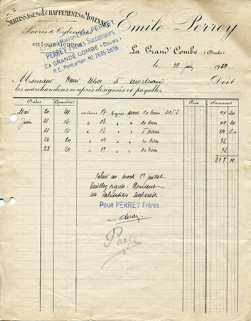 Papier à en-tête de la société Perrey Frères, 28 juin 1924. © Région Bourgogne-Franche-Comté, Inventaire du patrimoine Papier à en-tête de la société Perrey Frères, 28 juin 1924. © Région Bourgogne-Franche-Comté, Inventaire du patrimoine