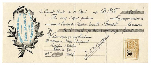 Mandat de Jules Jacquet, 1er mars 1926. © Région Bourgogne-Franche-Comté, Inventaire du patrimoine