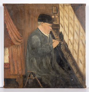 Tableau : l'horloger Constant Girard travaillant "sur la fenêtre". © Région Bourgogne-Franche-Comté, Inventaire du patrimoine