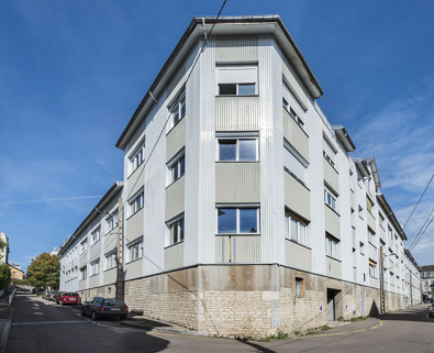 Vue perspective depuis l'angle de la rue Klein. © Région Bourgogne-Franche-Comté, Inventaire du patrimoine
