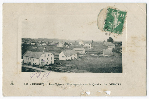 357 - Russey - Les usines d'horlogerie sur le Quai et les Oudots, 1er quart 20e siècle [entre 1911 et 1919]. © Région Bourgogne-Franche-Comté, Inventaire du patrimoine