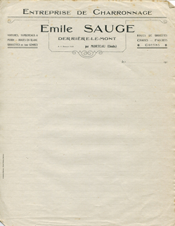 Papier à en-tête de la société Emile Sauge, milieu 20e siècle. © Région Bourgogne-Franche-Comté, Inventaire du patrimoine Papier à en-tête de la société Emile Sauge, milieu 20e siècle. © Région Bourgogne-Franche-Comté, Inventaire du patrimoine