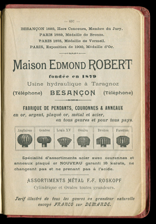 Publicité pour la Maison Edmond Robert, 1902. © Région Bourgogne-Franche-Comté, Inventaire du patrimoine Publicité pour la Maison Edmond Robert, 1902. © Région Bourgogne-Franche-Comté, Inventaire du patrimoine