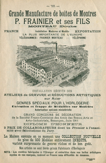 Publicité pour la société P. Frainier et ses Fils, 1902. © Région Bourgogne-Franche-Comté, Inventaire du patrimoine