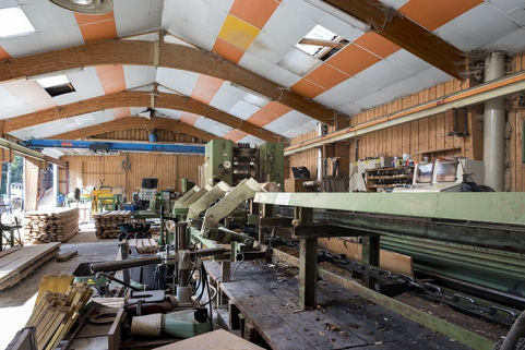 Nouvelle scierie : intérieur avec le châssis de scie Möhringer. © Région Bourgogne-Franche-Comté, Inventaire du patrimoine Nouvelle scierie : intérieur avec le châssis de scie Möhringer. © Région Bourgogne-Franche-Comté, Inventaire du patrimoine