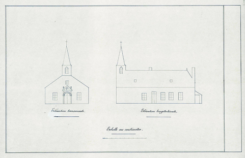 Plan de l'école, coupe et profil. © Archives départementales de la Haute-Saône Plan de l'école, coupe et profil. © Archives départementales de la Haute-Saône