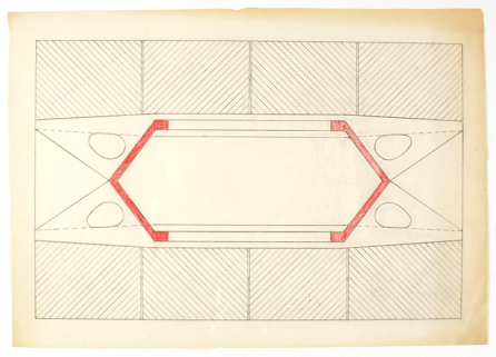 Dessin du coffrage de la base (pile) montrant la sous-face du premier étage, André Maisonnier, s.d. © Région Bourgogne-Franche-Comté, Inventaire du patrimoine