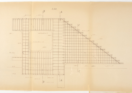 Cahier de coffrage et armature de la structure de l'escalier, s.d. © Région Bourgogne-Franche-Comté, Inventaire du patrimoine